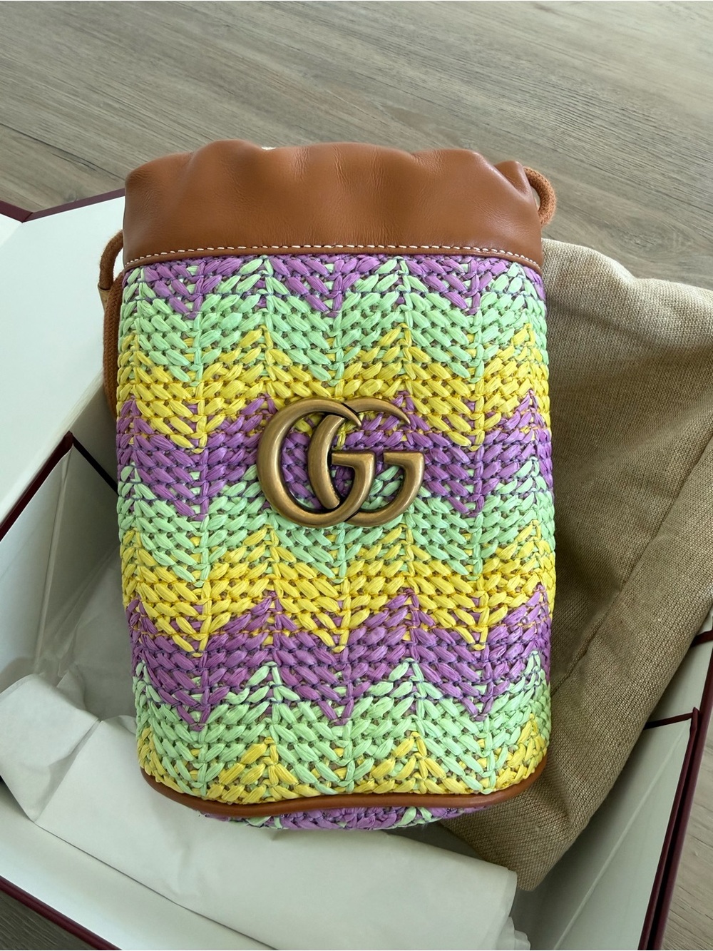 Gucci GG Marmont Super Mini Bucket Bag in Multicolor